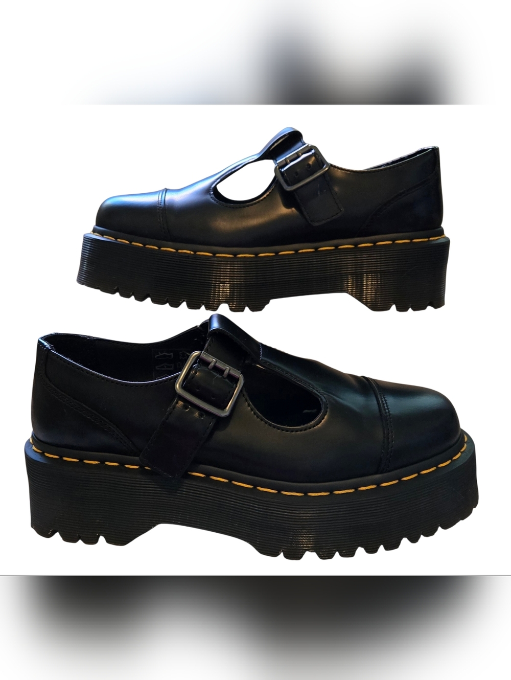 SOLD!! SOLD!! r. Martens Bethan Polished Smooth Leather Platform Mary Janes - Picture 6 of 11